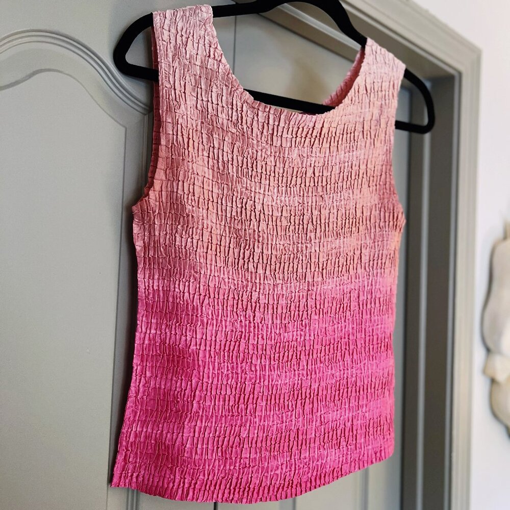 Pink Ombré Smocked Tank Y2K Barbiecore Coquette Stretch Sleeveless Top